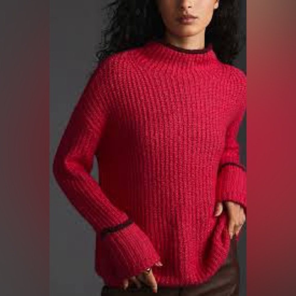 Maeve Mock-Neck Color-Tipped Sweater from Anthropologie
